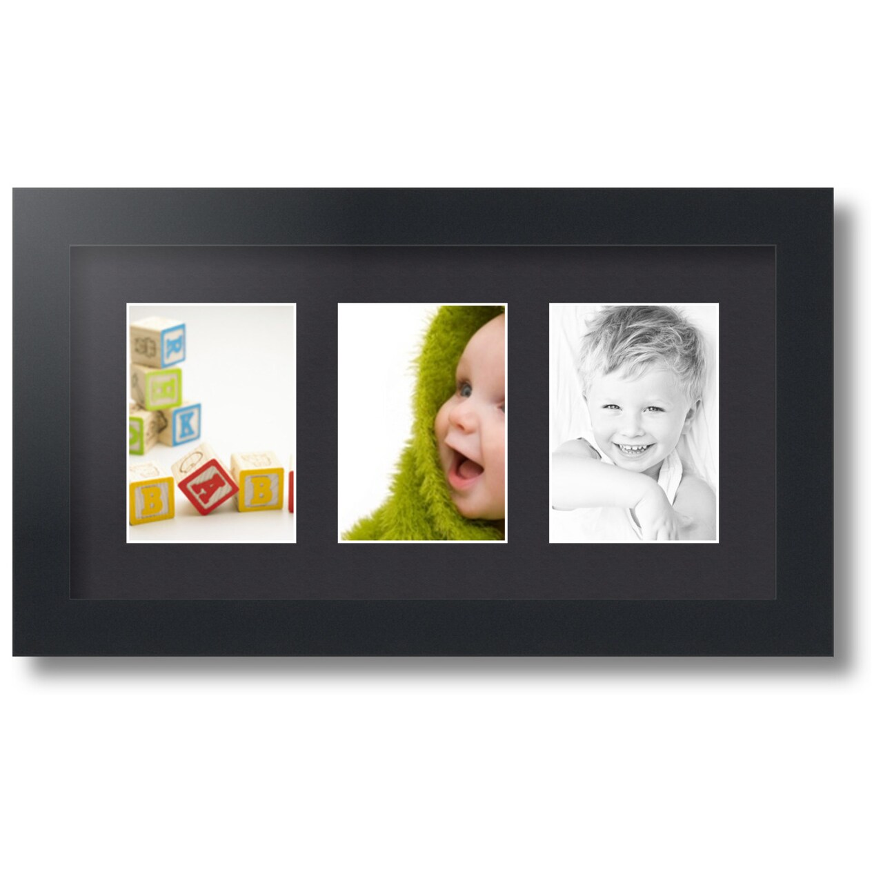 ArtToFrames Collage Photo Picture Frame with 3 - 3.5x5 inch Openings, Framed in Black with Over 62 Mat Color Options and Regular Glass (CSM-3926-29)